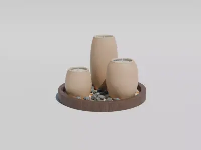 Set de Bougies Zen Modele 3D decoratif Textures PBR FBX OBJ Free 3D model