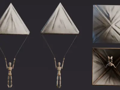 Da Vinci Inventions - Parachute Low-poly 3D model