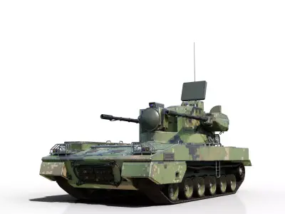 PBR Chinese PGZ-09 Self Propelled Anti Aircraft SPAAG Low-poly 3D model