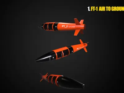 Air to ground missile and bomb lowpoly package Low-poly 3D model