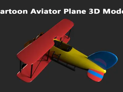  Cartoon Aviator Plane 3d Model Low-poly 3D model