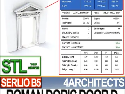 Renaissance Doric Door D Revit STL Printable 3D print model