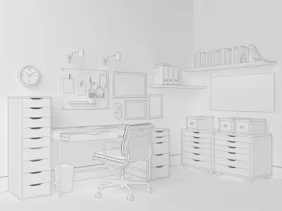 Office Workplace Alex Series 3D model
