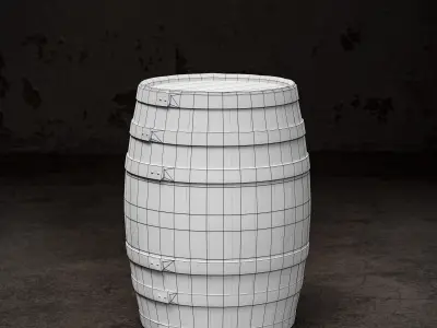Old wooden barrel Low-poly 3D model