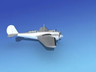 Martin B-10 Bare Metal 3D model