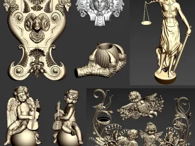 Collection of classical ornaments 04 3D model
