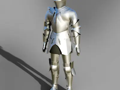 Plain European Medieval Knight Armor 3D model