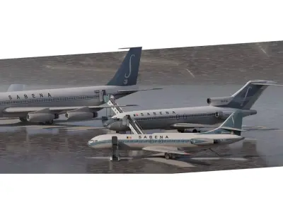 Boeing 707-329 Boeing 727-29C and Caravelle 3D model