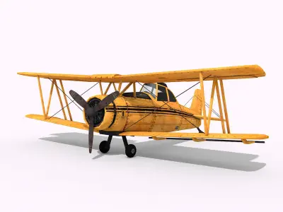 2 Lowpoly Airplanes vintage biplane Low-poly 3D model