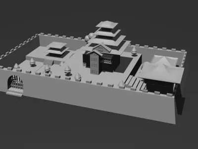 Low Poly Castle 1 building Low-poly 3D model