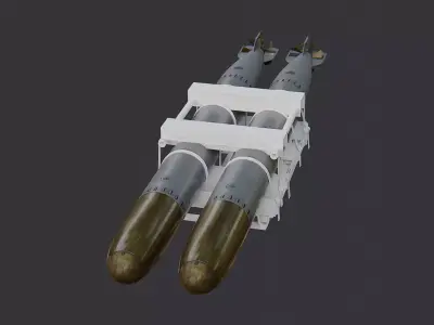torpedo rack with dual missiles Low-poly 3D model