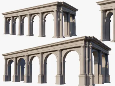 Arch two types Tuscan order with columns on Vignola 3D model