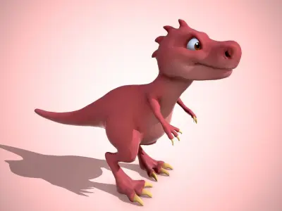 Cartoon red dino Low-poly 3D model