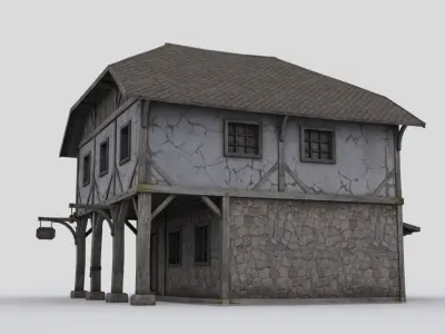 House old with roof Low-poly 3D model