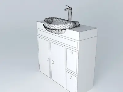 White modern sink  Free 3D model