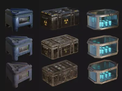 SciFi Crate Pack v1 Low-poly 3D model