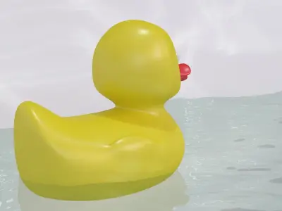 Surprised yellow rubber duck in a bath with water Free 3D model