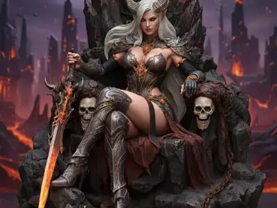 Demon Azhara Queen of the Infernal Throne 32mm STL Model 3D print model