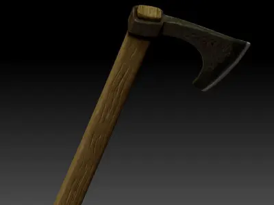 Low poly battle axe Low-poly 3D model