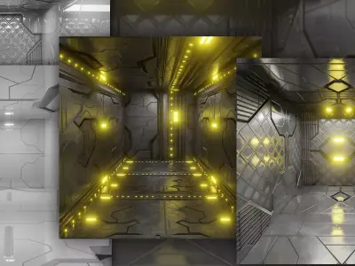 Sci Fi Interiors Modular Low-poly 3D model