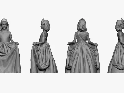 001117 junior girl in long white skirt crown 3D model