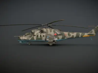 Russian Attack Helicopter MI-24 3D model
