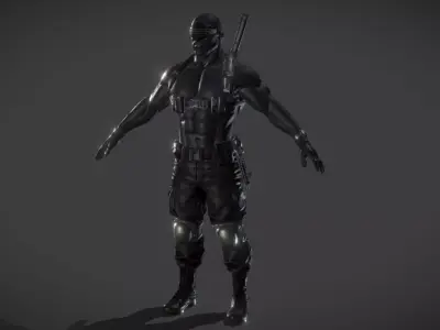 Ninja Dark Soldier Low-poly 3D model
