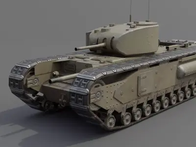 Churchill MK I Infantry Support Heavy Tank Low-poly 3D model