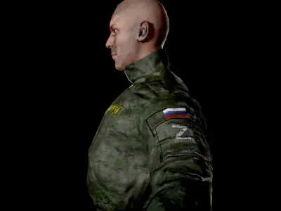 Soldier with ak Low-poly 3D model