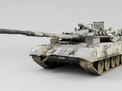 Russian T-80 tank destroyed by Ukrainian army 3D model