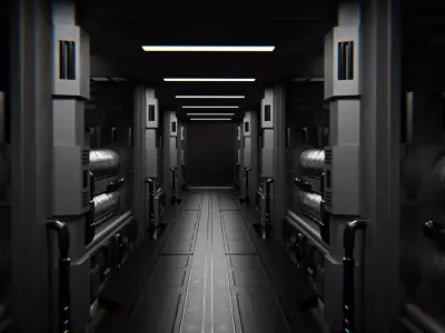 Sci-Fi Dark Corridor Looping Animation 3D model