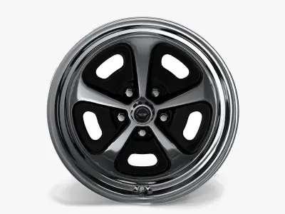 American Racing VN501 Wheel 17x7 Gloss Black Machined 1965-1973 3D model