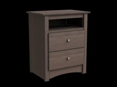 Wooden 2 Drawers Nightstand Free low-poly 3D model purchase