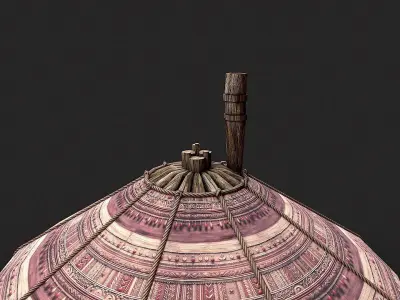 Traditional Yurt Nomads Tent with Interior 4 Low-poly 3D model