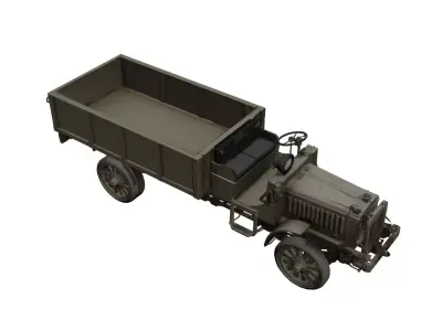 1910s Vintage Military Truck Classic Army Transport Vehicle 3D model