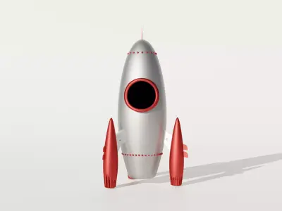 Cartoon Rocket Low-poly 3D model