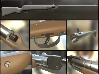 Airgun Haenel Model III-56 Knicker High Poly 3D model