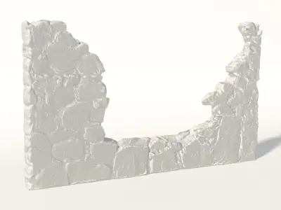 Old castle wall part F Low-poly 3D model