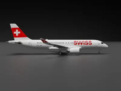 Airbus A220-300 Swiss Livery 3D model