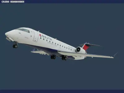 CRJ200 Delta Low-poly 3D model