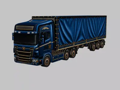 Cargo Semi Truck 3D Model 01 Low-poly 3D model