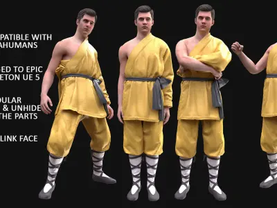 Man - Martial Uniform 3 - Modular - Rigged Low-poly 3D model