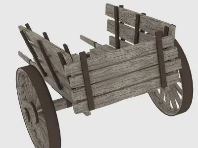 Wooden Cart Free low-poly 3D model