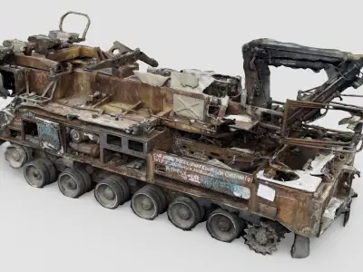 russian 9A39 Gadfly Grizzly TEL transloader destroyed in Ukraine 3D model