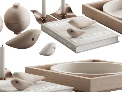 077 Living decor set NEUTRAL BIRDS 00 3D model