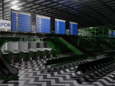 Airport interior Low-poly 3D model