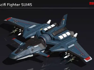 Scifi Fighter SUI45 Low-poly 3D model