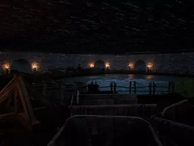 Blackwood River Edge Medieval Town Cave Environment 3D model