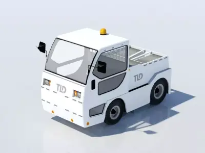 Small JET 16  bagagge tractor static low poly ground equipment Low-poly 3D model