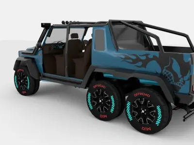 Jeep 6x6 Low-poly 3D model